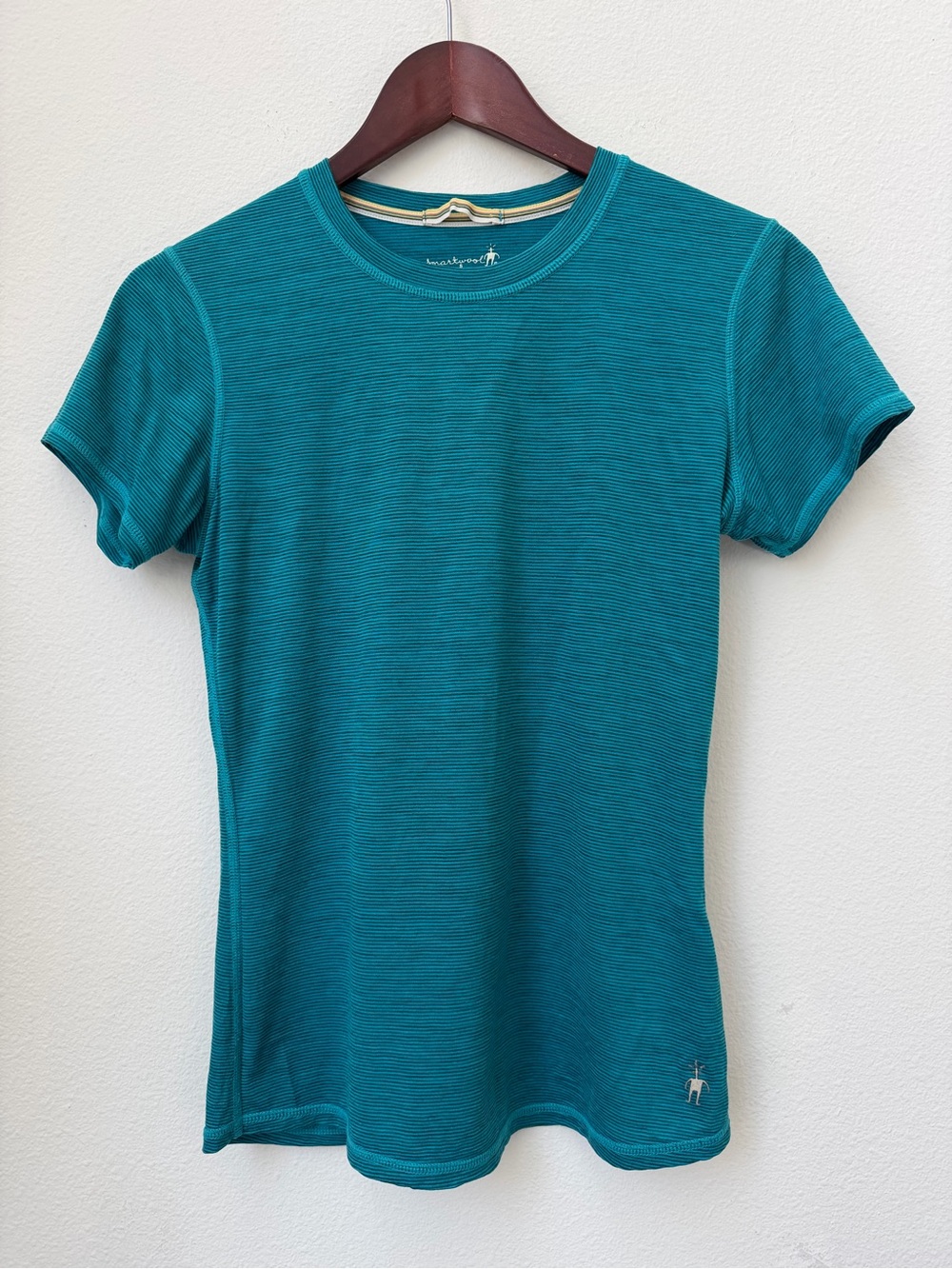⁠Smartwool Classic All Season Merino Wool Striped T-Shirt Turquoise Blue Size S